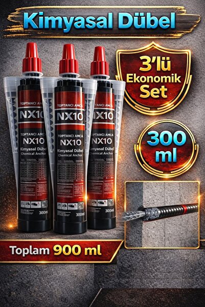 Toptancı Amca Kimyasal Dübel 300 ml 3’lü Set Kimyasal Ankraj – Beton İçin Yük...