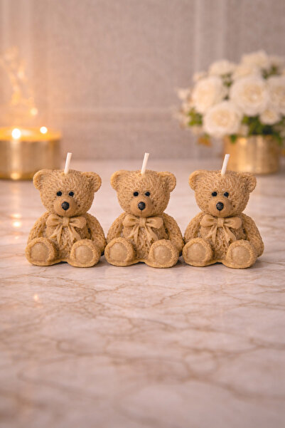 matheon 3’lü Ayıcık Mum Seti %100 Soy Wax El Yapımı Dekoratif Teddy Bear Mum ...
