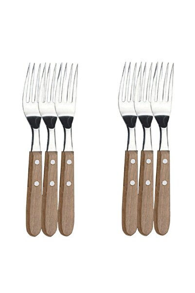 Simonaggio Set of 6 Cucina Mia forks with wooden handle