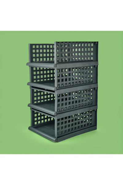 ASPARTAM مجموعة ماكسي من 4 رفوف ذكية - أنثراسايت - 34x45x18 سم