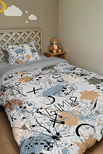 EVPANYA Asi Game World Patterned Single Duvet and Pillowcase