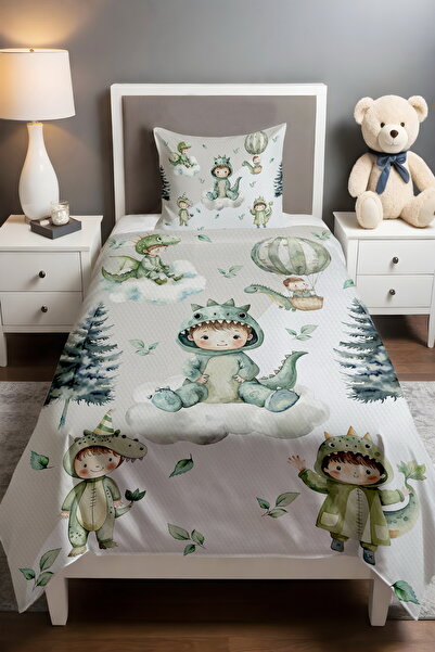 EVPANYA Cute Dinosaur Child Patterned Single Baby Child Piqué Set