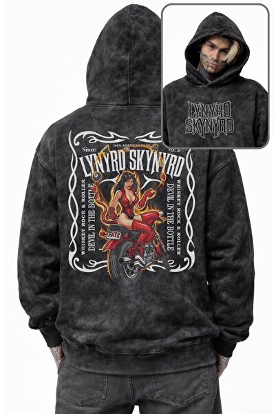Fuddy Moda Unisex Lynyrd Skynyrd Back με τύπωμα με κουκούλα Πλενόμενο φούτερ,...
