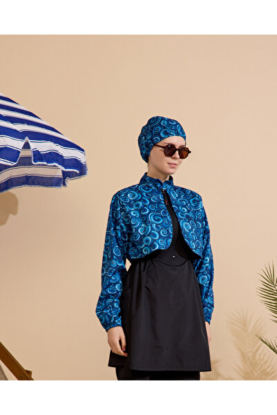 GAVLİA Women's Hijab Swimsuit Set of 4 with Half-Cover Zipper.