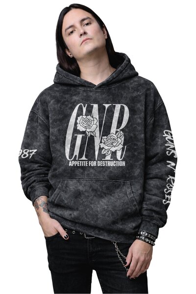 Fuddy Moda Hanorac unisex supradimensionat Guns N' Roses Gnr 1987 cu mâneci c...