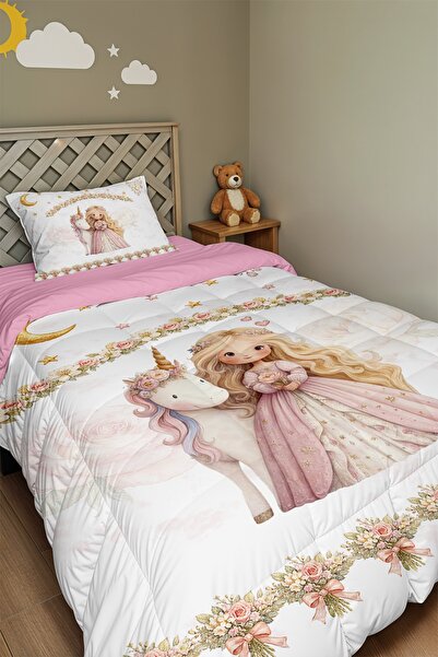 EVPANYA Односпальне ковдра та наволочка з малюнком «Чарівний сад троянд»