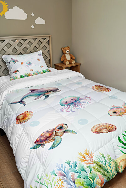 EVPANYA Cute Sea Friends Patterned Single Duvet and Pillowcase