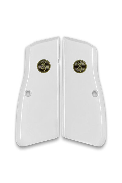 BELMARGRİPS Browning HP MK3 Beyaz Akrilik Pirinç Logo kabze
