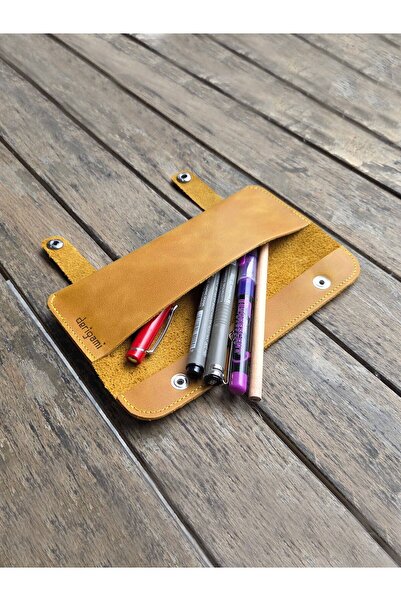 derigami Γνήσιο Δέρμα Χειροποίητη θήκη για στυλό - Μινιμαλιστική θήκη με κουμ...