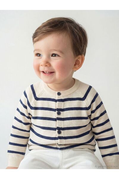 LC Waikiki Bicycle Collar Striped Baby Boy Knit Cardigan