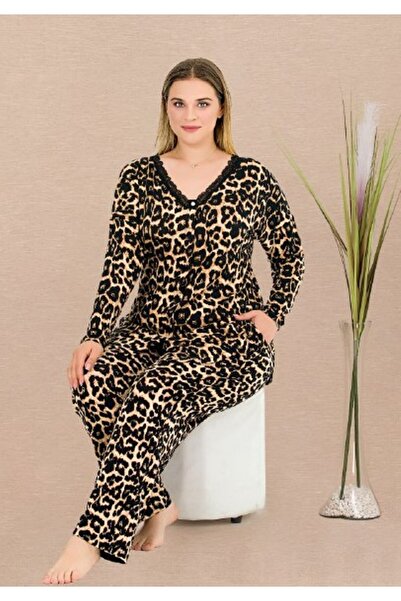 by İGP Set de pijamale din bumbac cu model leopard, bumbac piese, mărime mare...