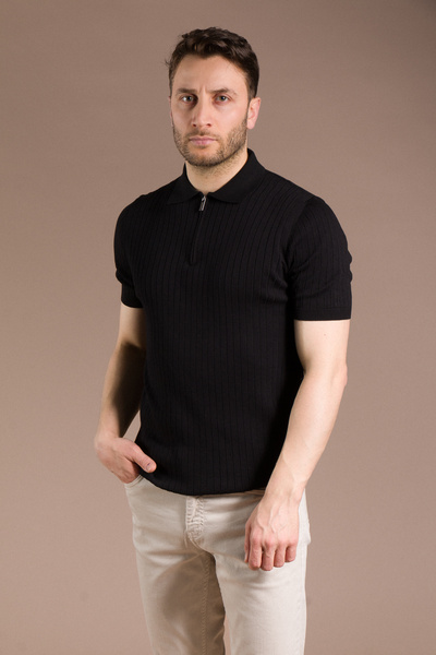 ZEKİ ÖZER Ανδρικό μαύρο πλεκτό μπλουζάκι