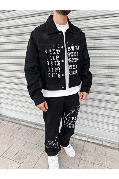 Urban Collection Urbancollection black Printed Denim suit