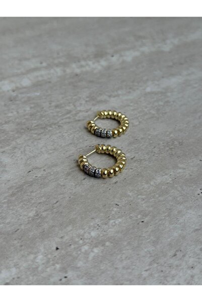 Cadera Jewelry Mini Gold Hoop Earrings with Bead Form Stones