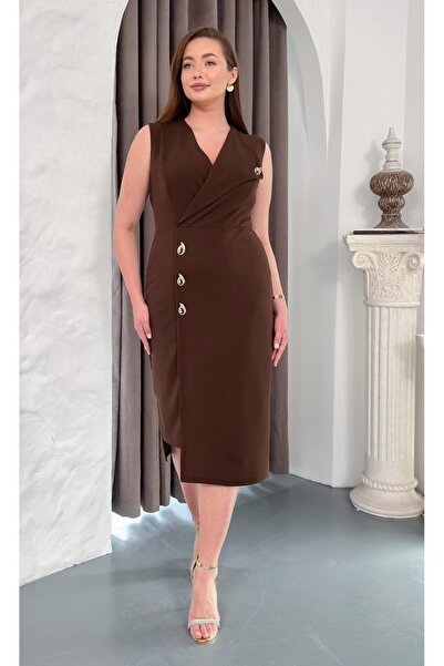 Butik Nilyam Γυναικείο φόρεμα μίντι από ελαστικό κρεπ με μανίκια μηδενικού μή...