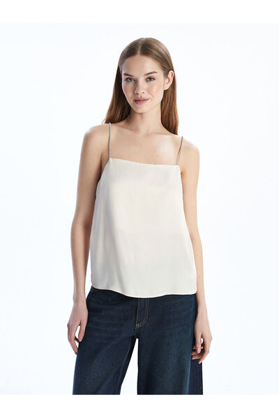 LC Waikiki Peak New Season Square Collar Satin Women's Blouse