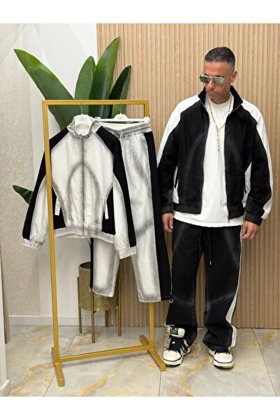 Urban Collection Black Cotton tracksuit with Striped urbancollection