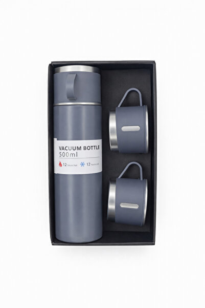 ValoriaHome 3 Bardaklı Termos 500 ml – Çelik Vakumlu 12 Saat Sıcak Soğuk Tutma