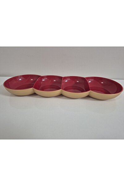 Tupperware Red - Gold Clear Snack Bowl