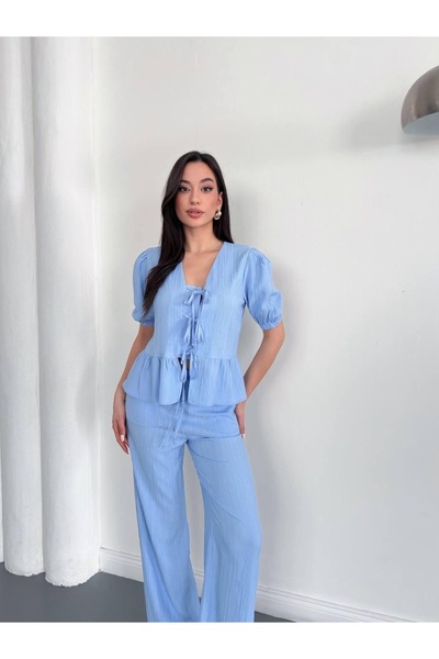 Ekim Store Ruched Lace-Up Double Set