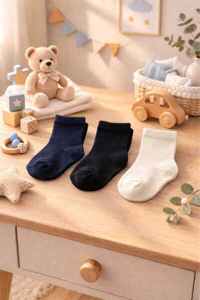 Amélio Kids Organic Cotton Unisex 3-Piece Boxed Premium Baby & Kids Socks