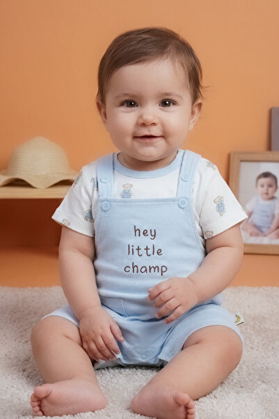 hendam One-piece suit with "Little Bear" print and embroidered phrase