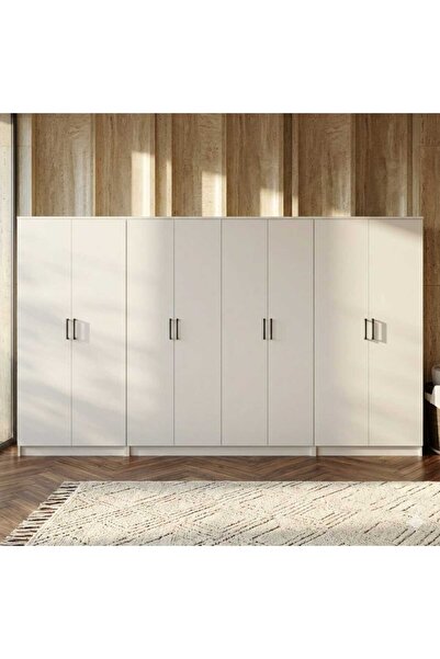 MODENZA %100 MDF 8 Kapaklı Çok Amaçlı Gardırop-Elbise Dolabı