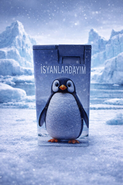 Hunter Penguen Desenli Jet Alevli Gazlı Çakmak – Rüzgara Dayanıklı Metal Çakmak