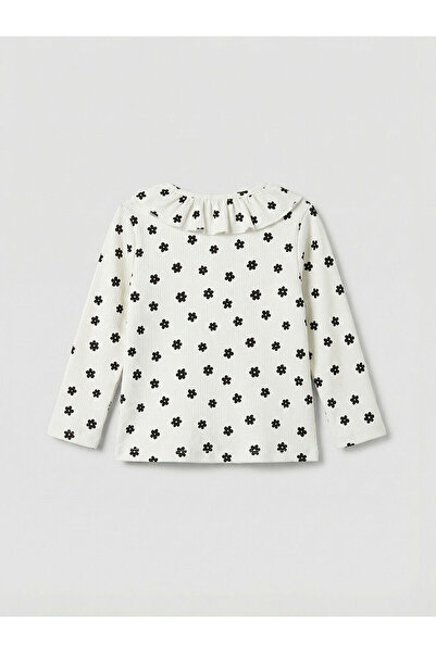 LC Waikiki Ecru Floral Patterned Baby Girl Blouse and Leggings