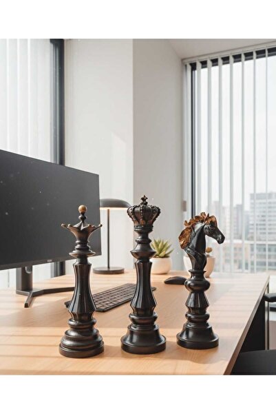 kocaycraft Dekoratif Satranç Taşı Biblo 40 cm – Polyester Şah Vezir At Figürl...