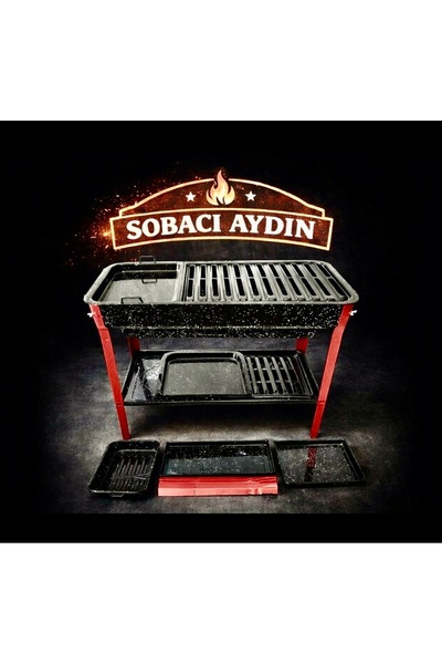 SOBACI AYDIN Mega Boy Pratik Sökülebilir Portatif Tepsili Piknik Mangalı EMAYE