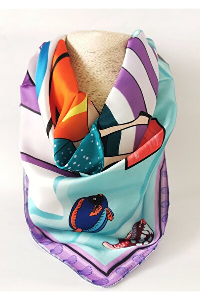 Halley Concept أحلام سعيدة منقوش وشاح من الساتان