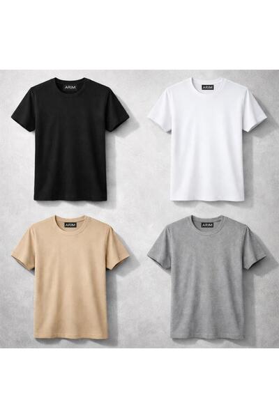 LEYEL Moda Muška ležerna majica kratkih rukava, trendi 4-dijelni set, SLIM FIT