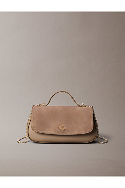 Calvin Klein Monogram Flap Sueded Camera Bag