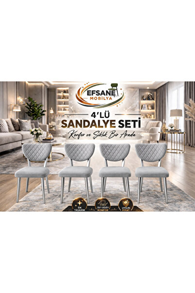 Efsane i.E.G ELMA SANDALYE 4 ADET SALON MUTFAK YEMEK ODASI SALON BALKON BAHÇE...
