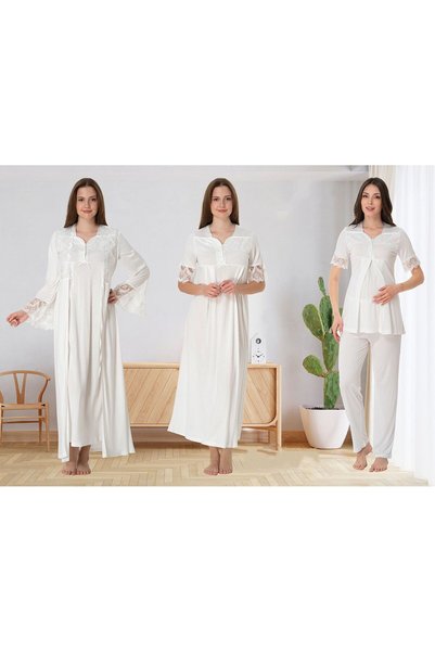 Effortt Dvina Maternity Nightgown, Dressing Gown and Pajama Set Complete Set ...