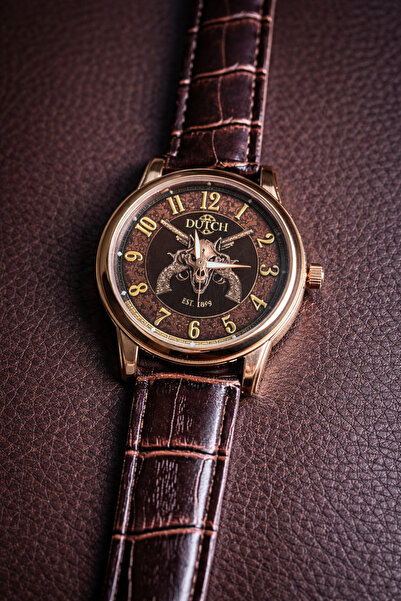 DUTCH STORE Wolf Watch, a classic men's watch – luxurious brown Leather and b...