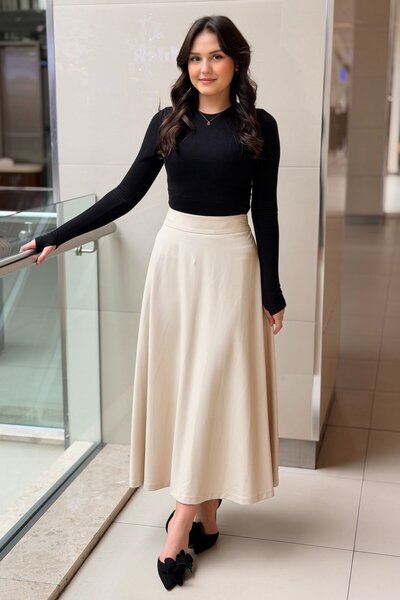 sentez giyim Sentez Rozie Yanı Fermuarlı Kiloş Etek