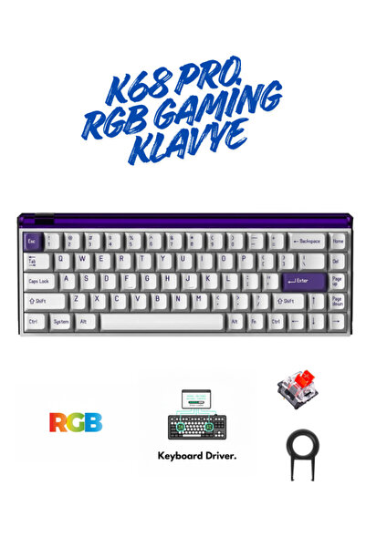 ATAsoft K68 Pro Kablolu Mekanik Oyuncu Klavyesi Hottswapp Red Switch Driverli...