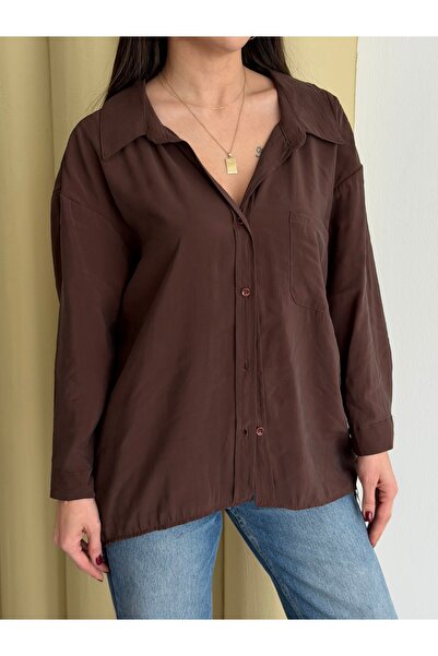 Balenbi Oversize kroj Sa džepovima Osnovni Ženska košulja dugih rukava Tkano ...