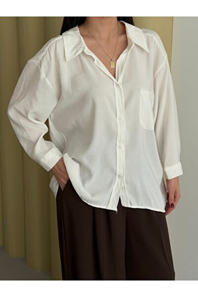 Balenbi Oversize kroj Sa džepovima Osnovni Ženska košulja dugih rukava Tkano ...