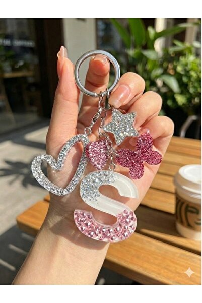 ELIVORA İsme Özel Epoksi Baş Harf Anahtarlık - Süslü Aparatlı Sevgiliye ve Ar...