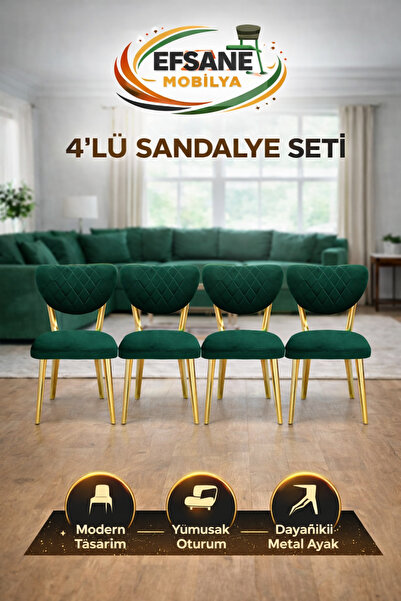 Efsane i.E.G ELMA SANDALYE 4 ADET SALON MUTFAK YEMEK ODASI SALON BALKON BAHÇE...