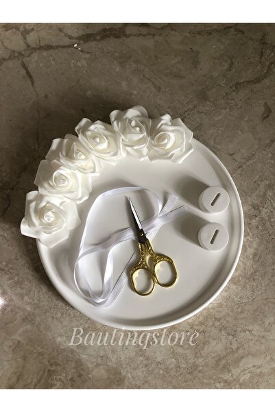 Bautinq Store Χειροποίητος στρογγυλός δίσκος αρραβώνων με τριαντάφυλλα, δίσκο...