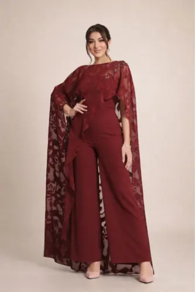 MANGONA Oud Jumpsuit with Decorative Chiffon Piece