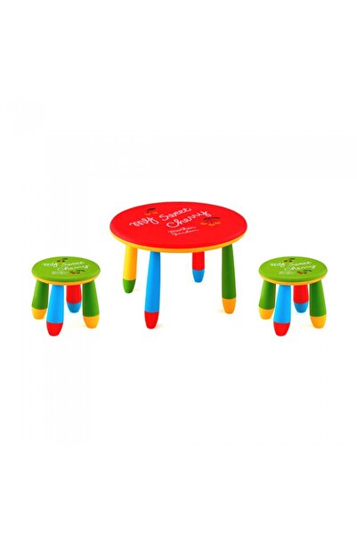 Raki Set mobila copii masa rotunda SLANTE 70 cm culoare rosie cu 2 scaune GOG...