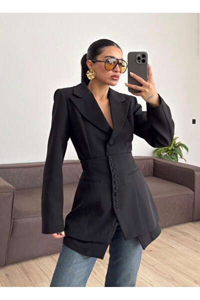 FMN Butik Design Split Two Pieces Buttoned Corseted Asymmetrical Equivalent P...