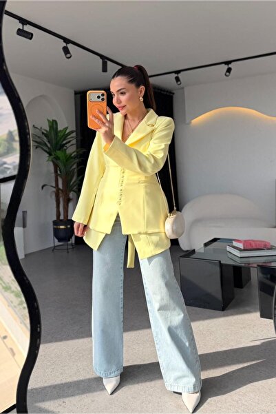 FMN Butik Design Split Two Pieces Buttoned Corseted Asymmetrical Equivalent P...