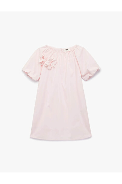 Koton Roza haljina za devojčice sa cvetnim aplikacijama 6SKG80059AW