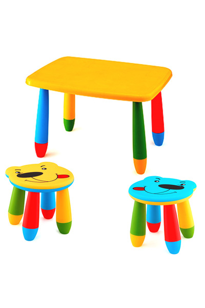 Raki Set mobila copii masa MASHA 72,5x57cm culoare galbena cu 2 scaune